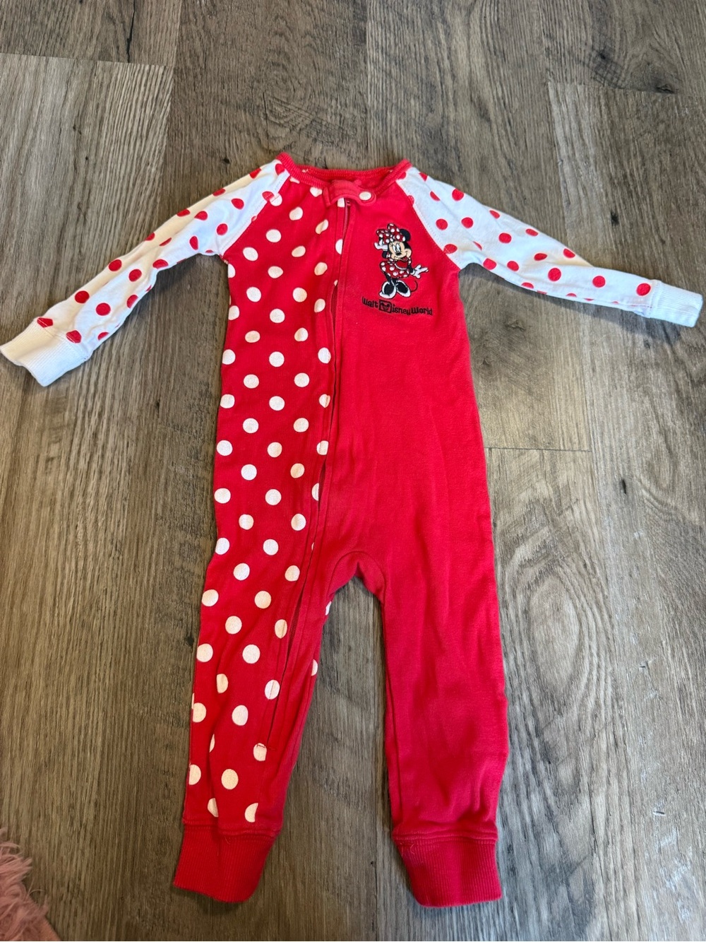 Disney Parks Minnie Mouse Polka Dot Zip Pajama Sleeper 12M Walt Disney World